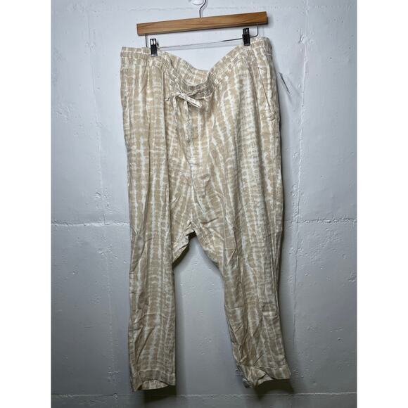 NEW Old Navy Womens XXL Linen Blend Pants Drawstring Cream Tan Pull On - Picture 1 of 7